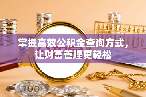 肥乡掌握高效公积金查询方式，让财富管理更轻松